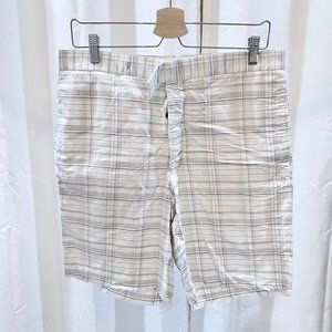 Thom Browne New York Distressed Bottom Plaid White Shorts